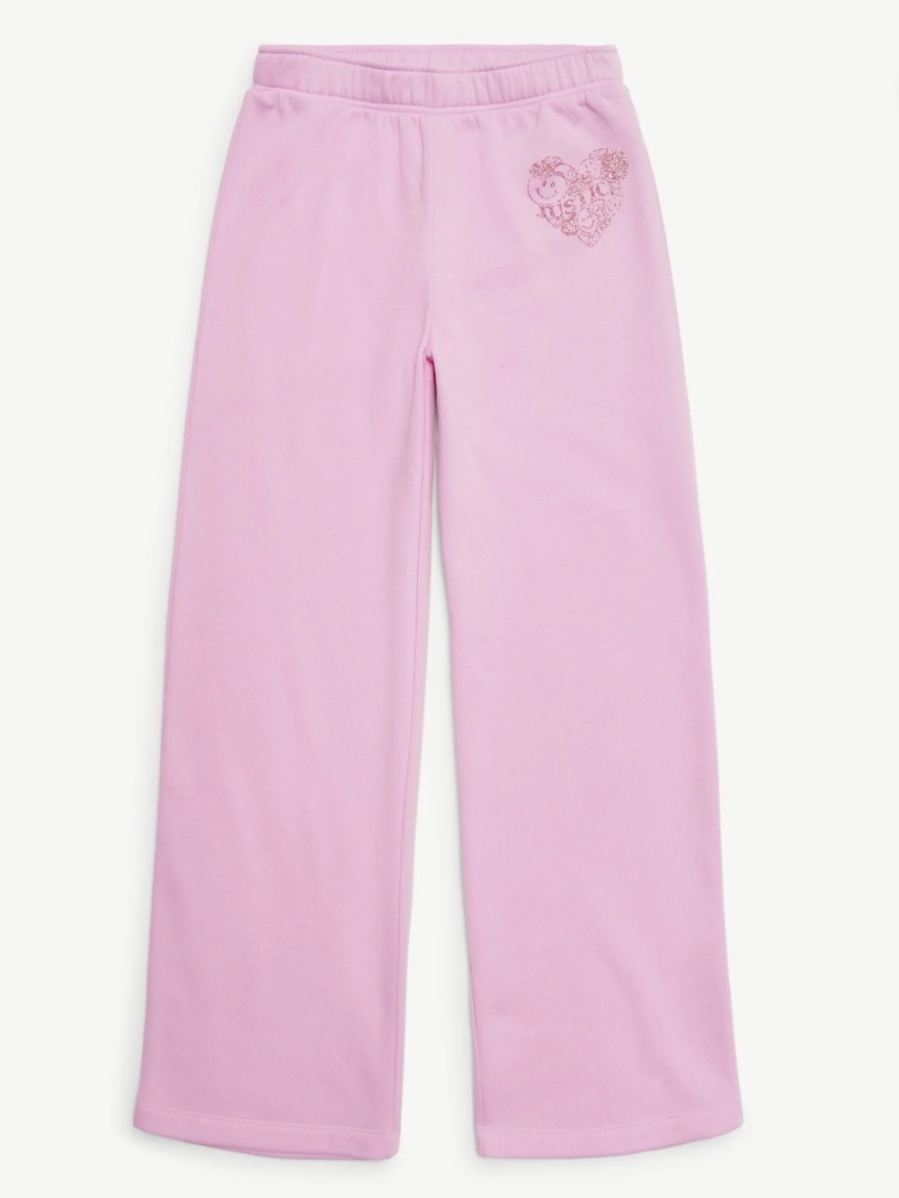 Justice Girls Dollhouse Pink Fleece Sweatpants Size S 7/8 Glitter‎ Heart